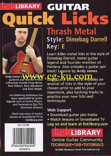 Andy James – Quick Licks Dimebag Darrell Thrash Metal Style Full 1 DVD的图片1