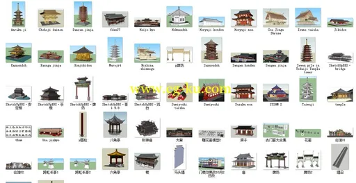 sketchup草图大师110套古建模型库的图片1