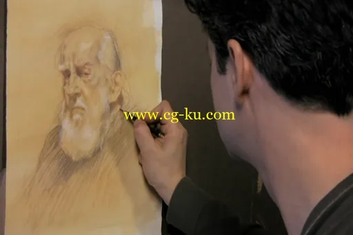 The Portrait In Three Color Chalk With Robert Liberace的图片3