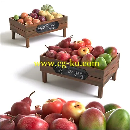 ,水果和蔬菜箱模型的图片1