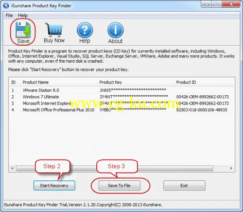 ISunshare Product Key Finder 2.1.20的图片1