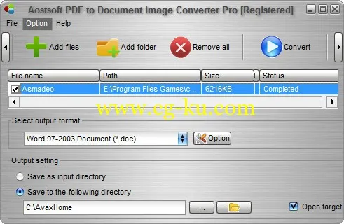 Aostsoft PDF to Document Image Converter Pro 3.9.3的图片1