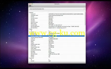 MediaInfo 0.7.85 MacOsX 视频和音频文件信息工具的图片1
