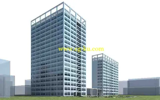 三个现代玻璃共建建筑模型的图片2