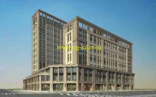 一栋共建附带商业店面建筑模型的图片2