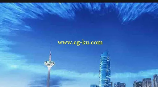 夜景科幻建筑3d动画场景的图片1