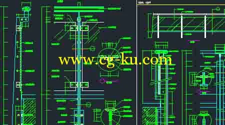 跌水 喷泉 栏杆 铺装 花架等公共小品设施CAD图库集的图片1