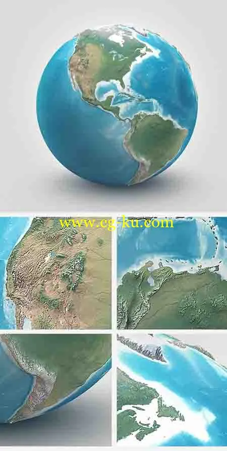 3Docean 行星地球现实的 3D 世界地球仪的图片1