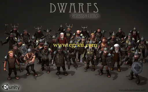 unity3d Fantasy Horde - Dwarfs幻想矮人模型带多种动作动画的图片1