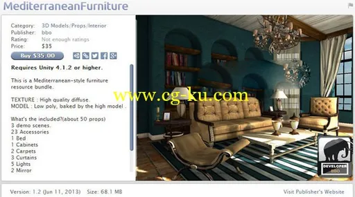 unity3d 室内场景模型 MediterraneanFurniture的图片1