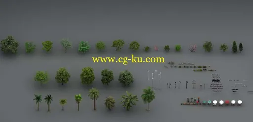 3ds max代理模型 建筑动画 室外景观 花坛汽车小品 vray代理的图片6