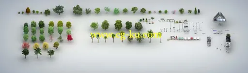 3ds max代理模型 建筑动画 室外景观 花坛汽车小品 vray代理的图片7