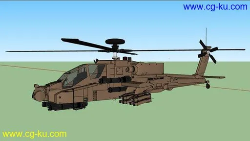 Sketchup – Apache Helicopter 3D Modeling simplified的图片1