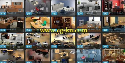 humster3d – 27 Office Sets and Office Furniture 3D Models 办公家具的3 d模型的图片1