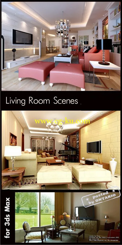 Living room Interiors Scenes for 3ds Max, part 13的图片1