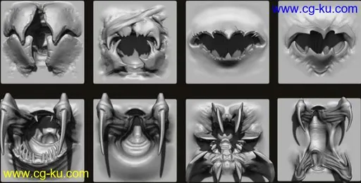 FlippedNormals – MOUTHS – 40 ZBrush VDMs + 5 bonus variations的图片1