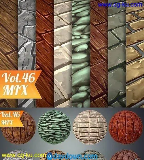 CGTrader – Stylized Hand Painted Textures Collection 2的图片1