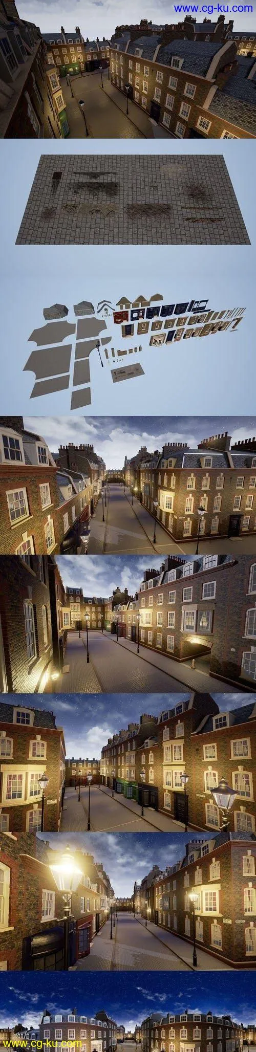 CGTrader – London Street Environment Unreal Engine 4 Low-poly 3D model的图片1