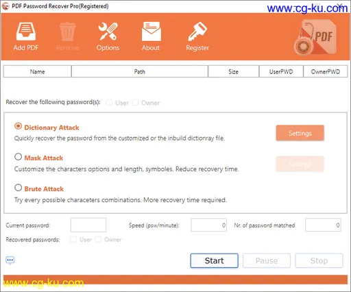 PDF Password Recover Pro 4.0.0.0的图片1