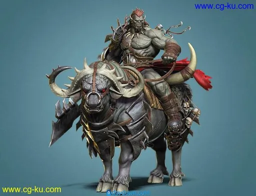 Orc Rider and Bull Creature Creation in Zbrush的图片1