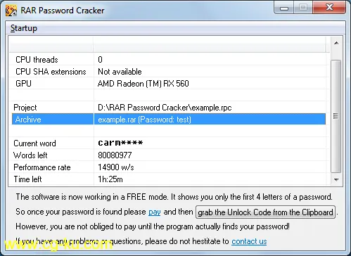 RAR Password Cracker 4.44的图片1