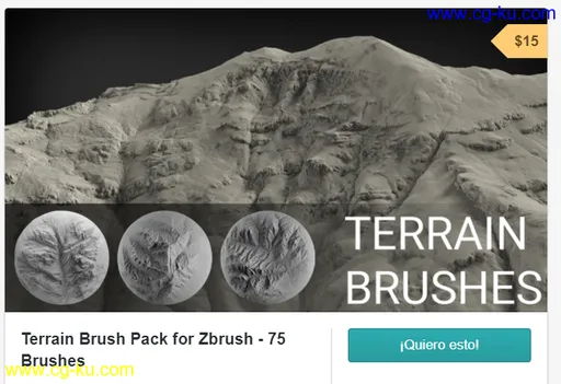 Gumroad – Terrain Brush Pack for Zbrush – 100 Brushes的图片1