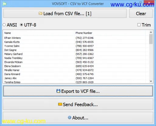 VovSoft CSV to VCF Converter 1.1的图片1