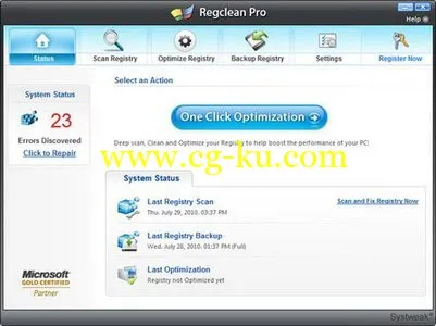 SysTweak Regclean Pro 6.21.65.2815 注册表清理工具的图片1