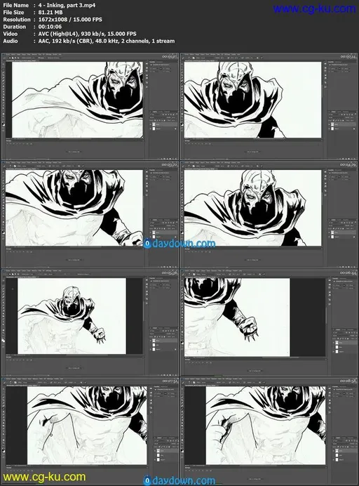 PHOTOSHOP: Inking and coloring a comic book illustration的图片1