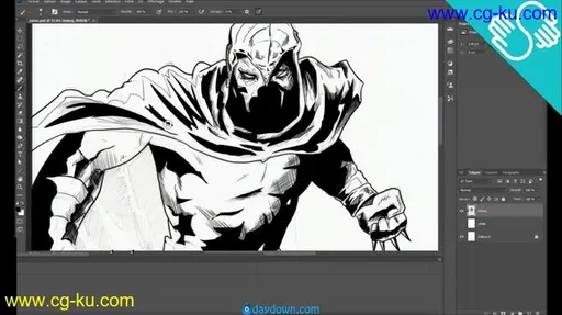 PHOTOSHOP: Inking and coloring a comic book illustration的图片2