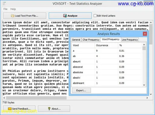 VovSoft Text Statistics Analyzer 2.3的图片1