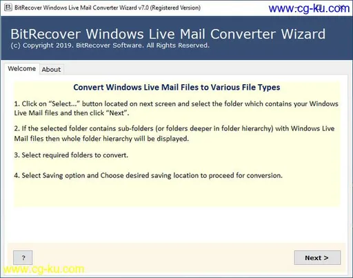 BitRecover Windows Live Mail Converter Wizard 7.0的图片1