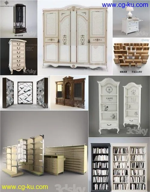 WARDROBE & CABINETS COLLECTION – 3dskyPro 3dsmax – Volume 1的图片1