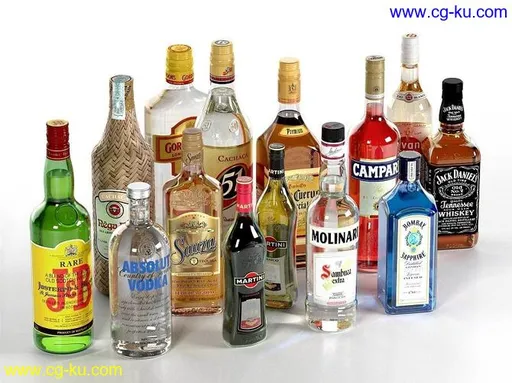 CGTrader – Collection of Alcoholic Drinks 3D models的图片1