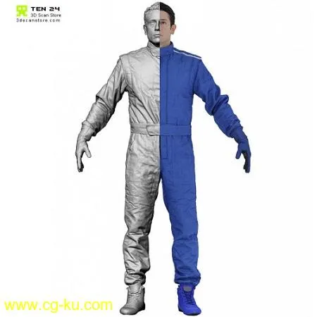 3D Scan Store – Male Racing Driver A Pose and Racing Driver Seated Pose的图片1
