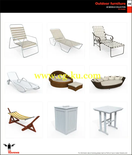10ravens: 3D Models collection 014 Outdoor furniture 02 户外家具模型的图片1