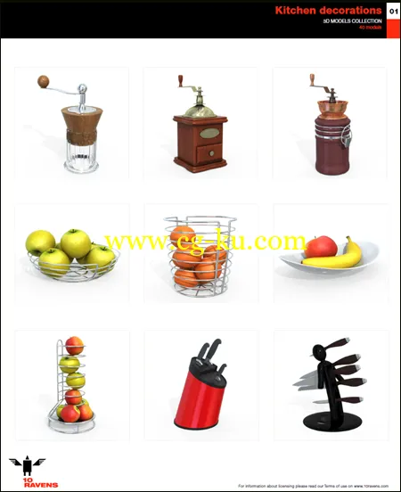 10ravens: 3D Models collection 013 Kitchen decorations 01 厨房装饰的图片1