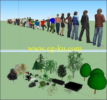 Sketchup 3D People and Vegetation Collections的图片1