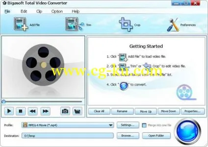 Bigasoft Total Video Converter 3.7.44.4896 Multilingual视频转换器的图片1