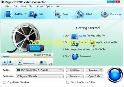 Bigasoft PSP Video Converter 3.7.44.4896 PSP视频转换器的图片1