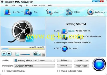 Bigasoft MOV Converter 3.7.44.4896 MOV视频转换器的图片1