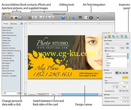 BeLight Business Card Composer 5.2 Multilingual MacOSX的图片1