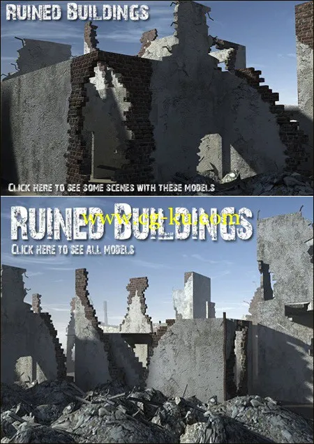 DEXSOFT-GAMES – Ruined Buildings model pack by Swen Johanson 残壁模型包的图片1