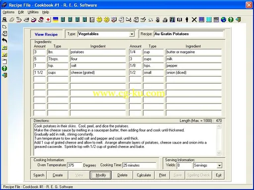 R.E.G Software Recipe Keeper Plus 9.6 菜谱收集资讯工具的图片1