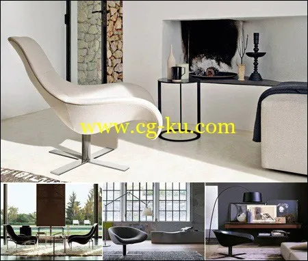 B&B Italia 3D Sofas & Armchair Collections 沙发和扶手椅3D模型的图片1