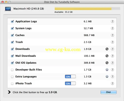 Disk Diet 5.4.1 Multilingual MacOSX的图片1