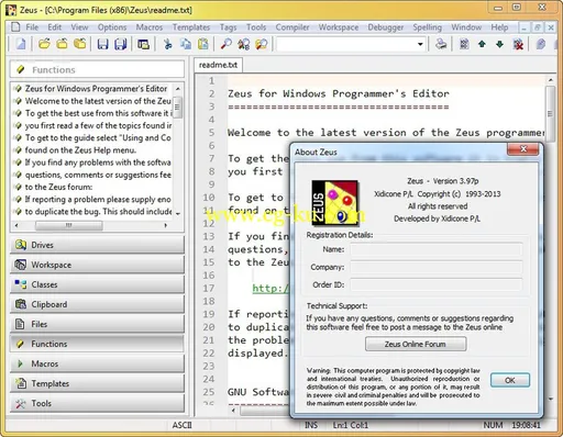 Zeus for Windows 3.97p 代码编写器的图片1