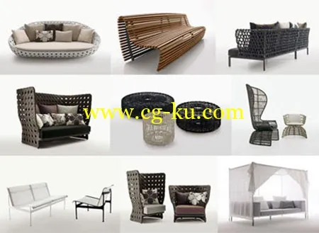 B&B Italia 3D model of Outdoor Furniture 意大利家具三维模型的图片1