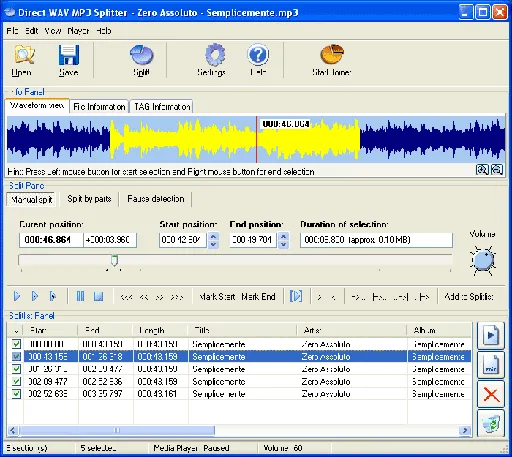 Direct WAV MP3 Splitter 3.0的图片1