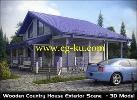 Wooden Country House Exterior Scene的图片1